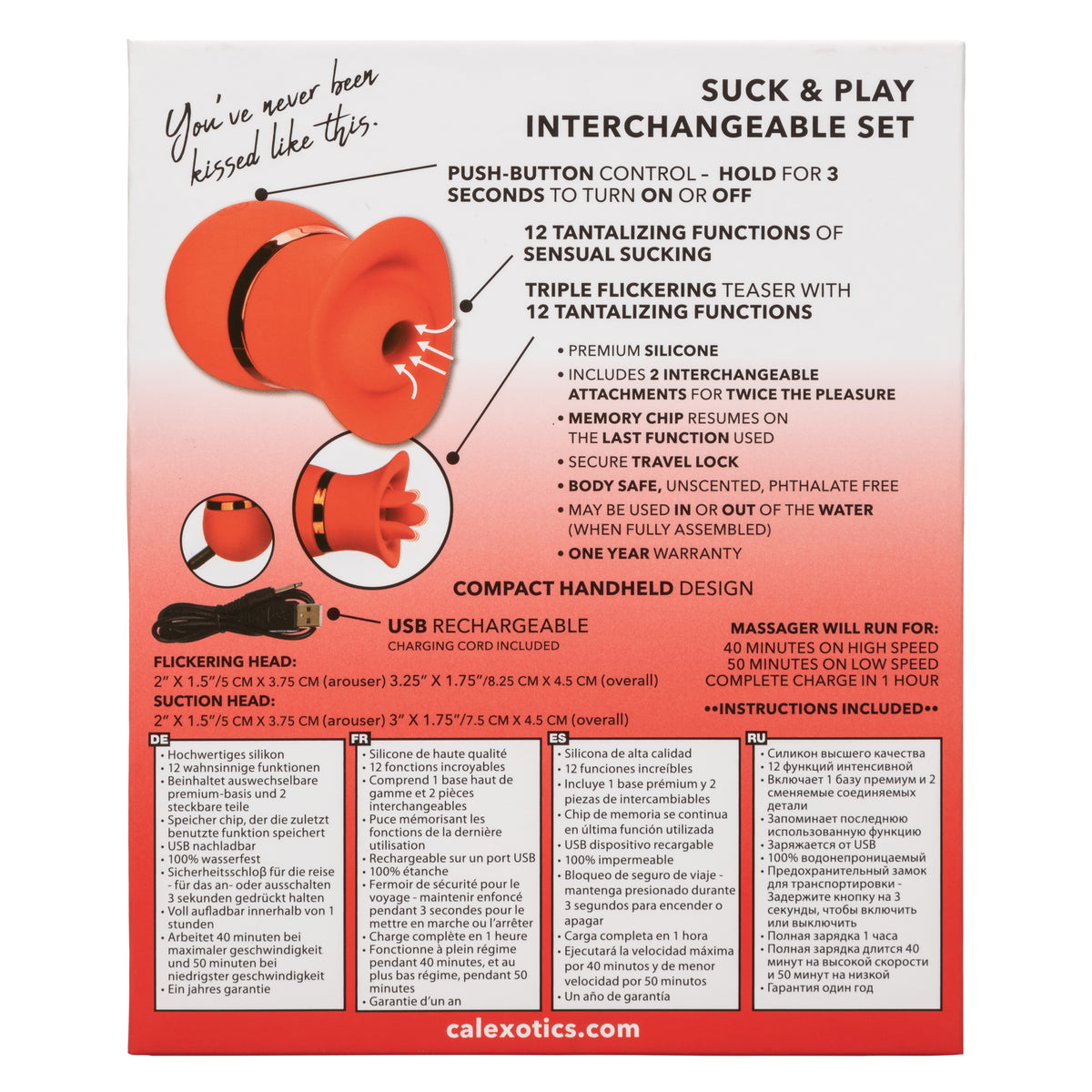 French Kiss Suck & Play Interchangeable Set – 12 Function Vibration and Suction Toy > Vibrators > Ladies > Clitoral Vibrators and Stimulators