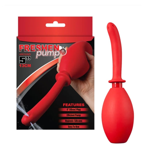 Freshen Douche 5 Inch Silicone Pump Red 275ml Capacity Douches