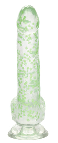 Naughty Bits I Leaf Dick Glow in the Dark Green Weed Leaf Dildo 8 Inch DONGS