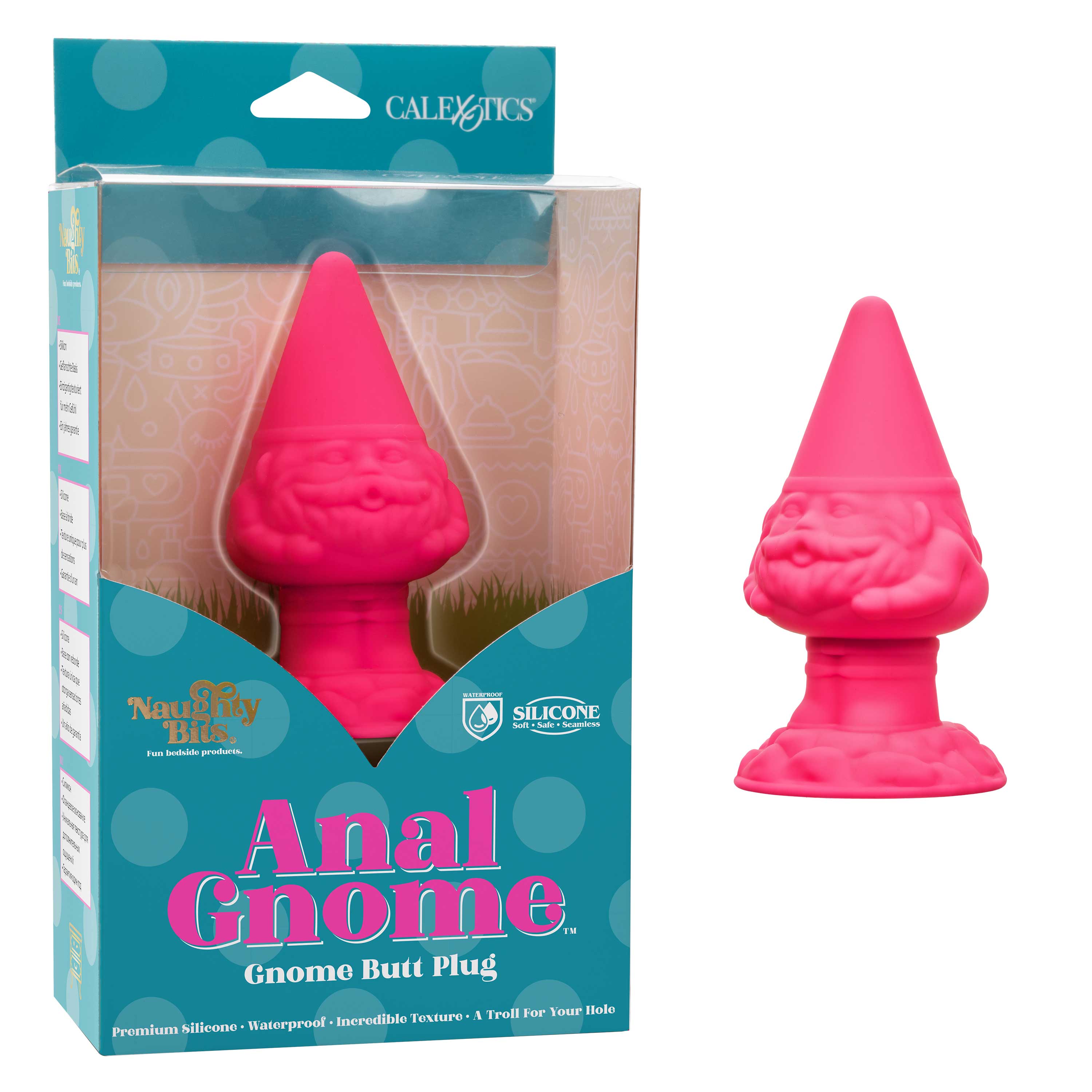 Naughty Bits Anal Gnome Gnome Butt Plug in Pink Silicone, 2 Inch Diameter > Anal Range > Butt Plugs