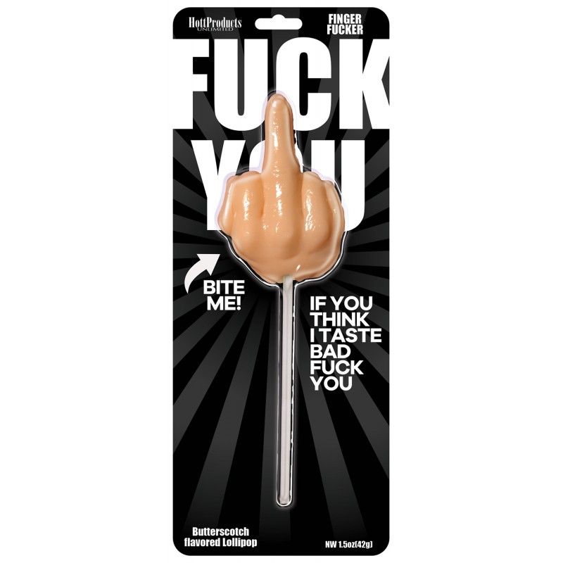 Fuck You Finger Fucker Lollipop – Butterscotch Flavored Edible > Novelties > Candy & Edible Items Main image