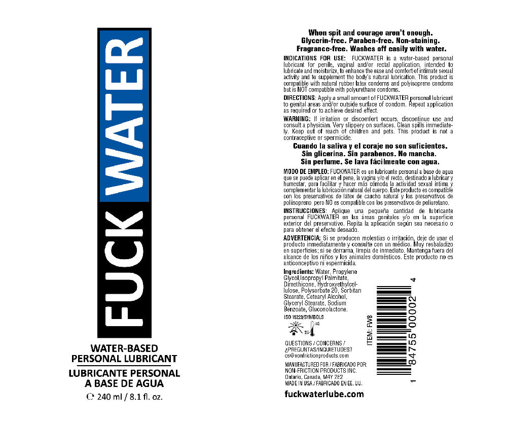 FuckWater Hybrid Cream Lubricant – 4oz & 8oz > Lube > Hybrid