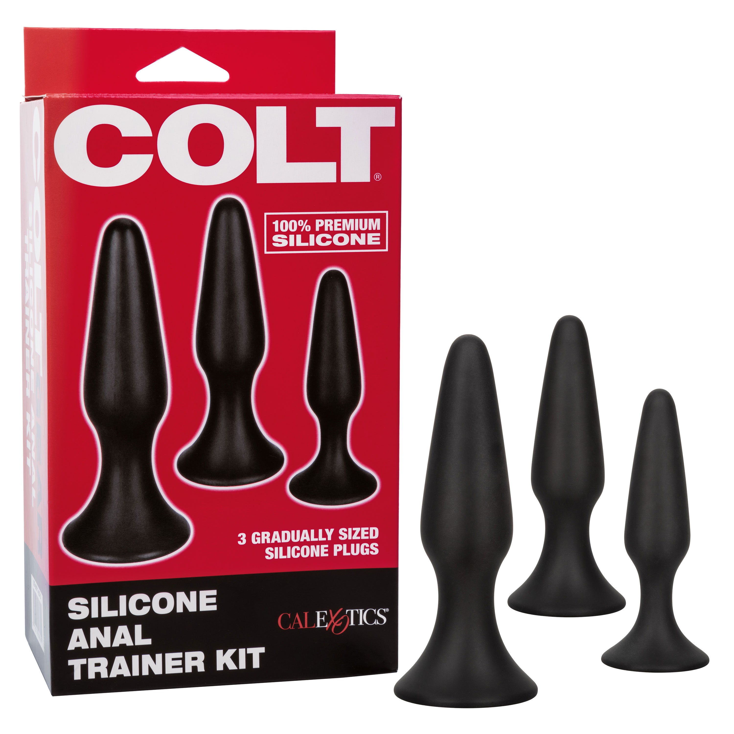 Colt Silicone Anal Trainer Kit 3 Gradually Sized Black Silicone Plugs > Anal Range > Butt Plug Kits