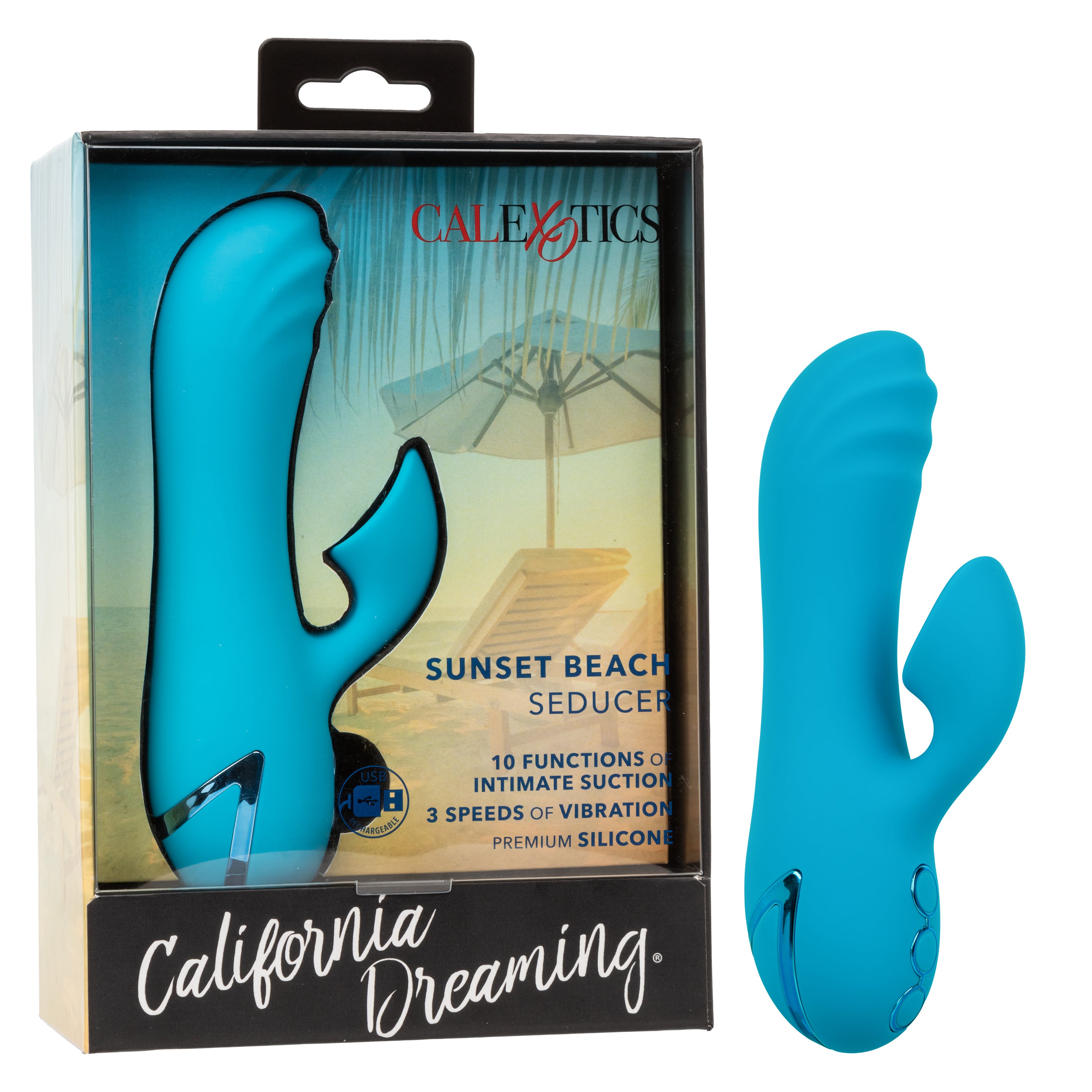 California Dreaming Sunset Beach Seducer (Blue) – Silicone Dual Stimulator with Multiple Functions Blue > Vibrators > Ladies > Rabbit