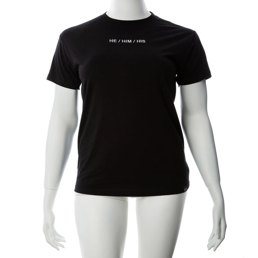 Gender Fluid Pronoun He Tee Shirt XL Black 100% Cotton Embroidered He Him His Tee Secondary image