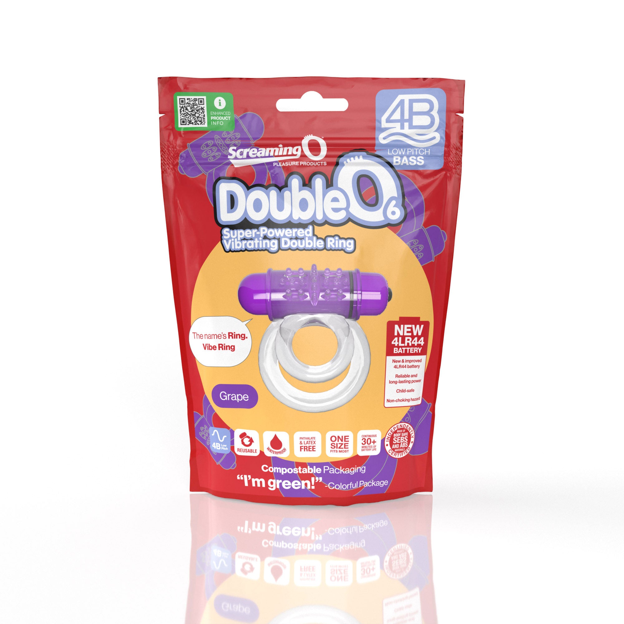 Double O 6 4B Low Pitch Bass (Grape) > Cock Ring > Vibrating