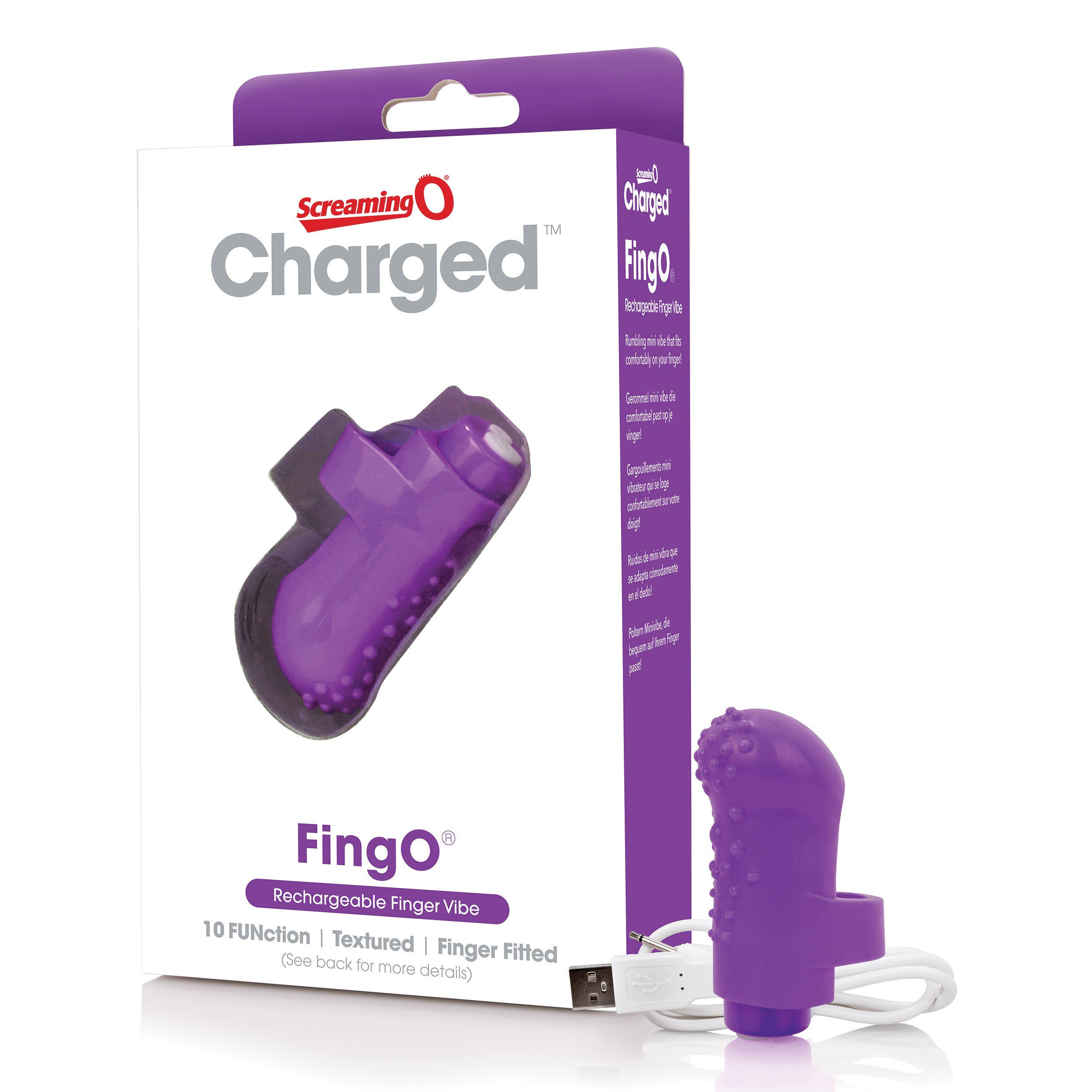 Charged Fing O Rechargeable Mini Finger Vibrator with Vooom Technology Silicone and ABS > Vibrators > Finger Vibrators