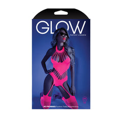 GLOW NO PROMISES Footless Teddy Bodystocking - Glow in Dark  - One Size