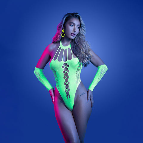 Glow Pressure Point Teddy (Neon Green) – Glow in the Dark Lingerie Green > Clothes > Bodies and Playsuits
