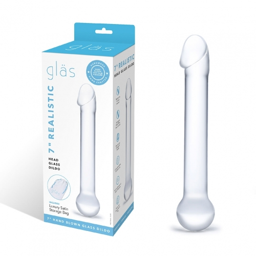 Glas 7 Inch Realistic Head Glass Dildo Clear Handblown Default Title DONGS Glass