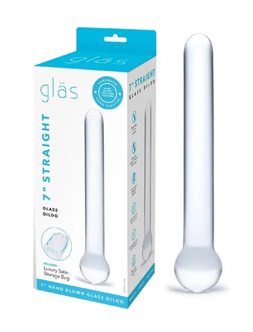 Glas 7 Inch Straight Clear Glass Dildo with Bulbous Handle and Luxury Satin Storage Bag Default Title DONGS Glass