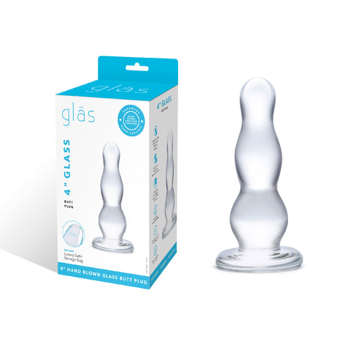 Glas 4 Inch Glass Butt Plug with Graduated Bulbs for Beginners Default Title > Sex Toys > Glass