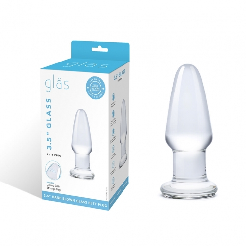 Glas 3.5 Inch Clear Hand Blown Glass Butt Plug with Tapered Tip Beginner Anal Toy > Glass > Toys