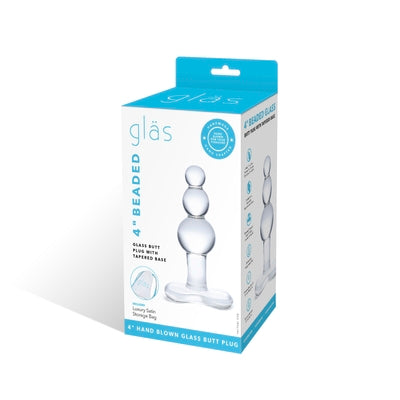 Glas 4 Inch Clear Beaded Butt Plug with Tapered Base Default Title GLASS TOYS