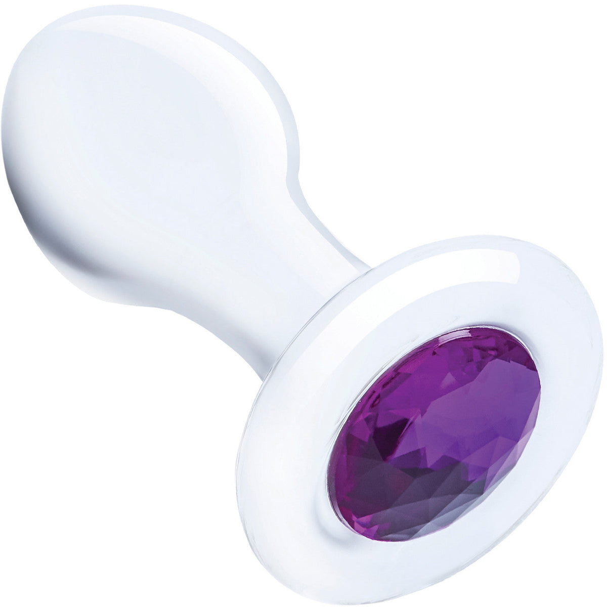 Glas 3.5 Inch Bling Bling Glass Butt Plug With Gem Base in Clear or Dark Hue > Glass > Toys