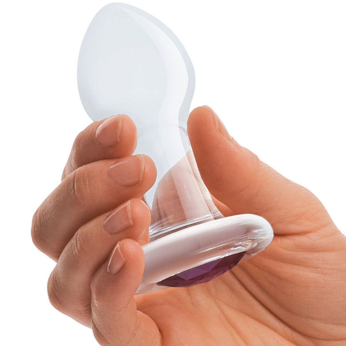 Glas 3.5 Inch Bling Bling Glass Butt Plug With Gem Base in Clear or Dark Hue > Glass > Toys