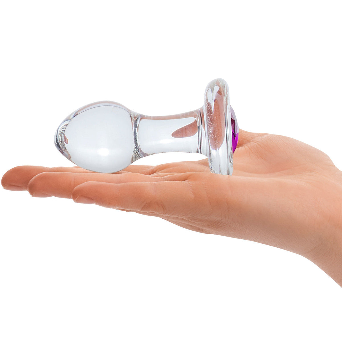Glas 3.5 Inch Bling Bling Glass Butt Plug With Gem Base in Clear or Dark Hue > Glass > Toys