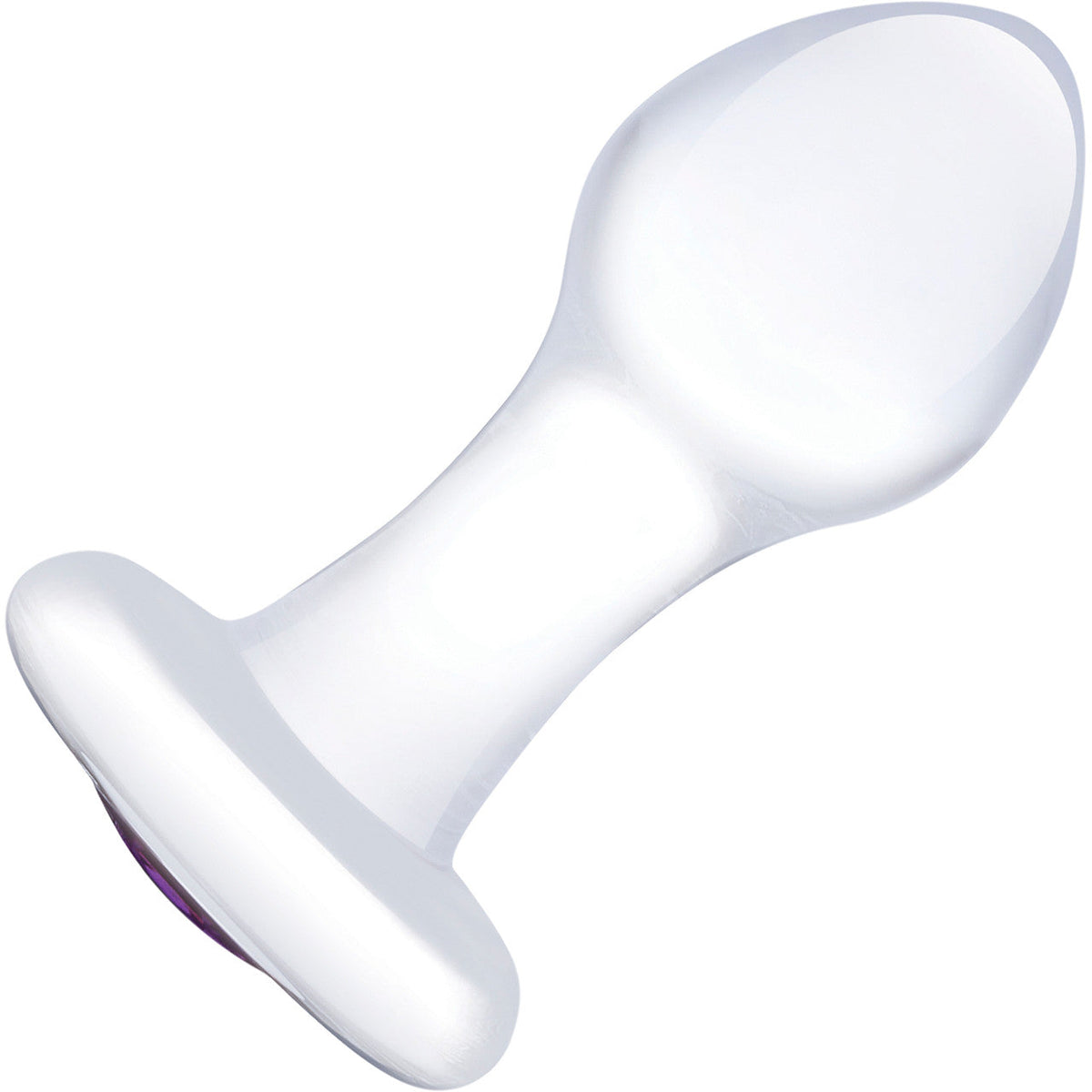Glas 3.5 Inch Bling Bling Glass Butt Plug With Gem Base in Clear or Dark Hue > Glass > Toys