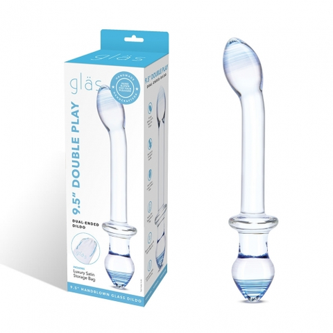 Glas 9.5" Double Play Dual-Ended Glass Dildo with Clear Smooth Design Default Title DONGS Glass