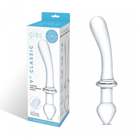Glas 9" Classic Curved Clear Dual-Ended Glass Dildo for G-Spot and Anal Play Default Title DONGS Glass