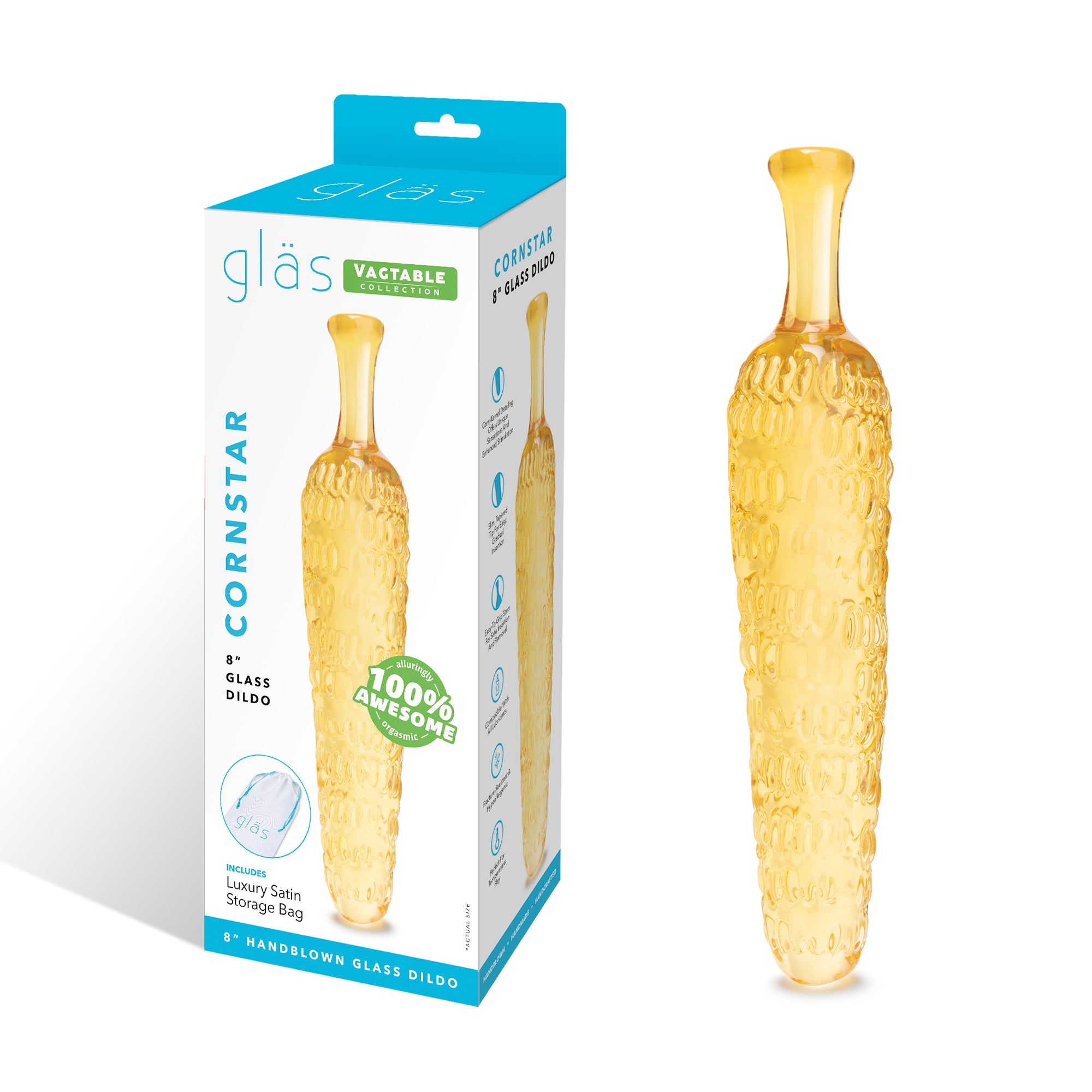 Glas Cornstar 8 Inch Textured Glass Dildo Default Title > Glass > Dildos Main image
