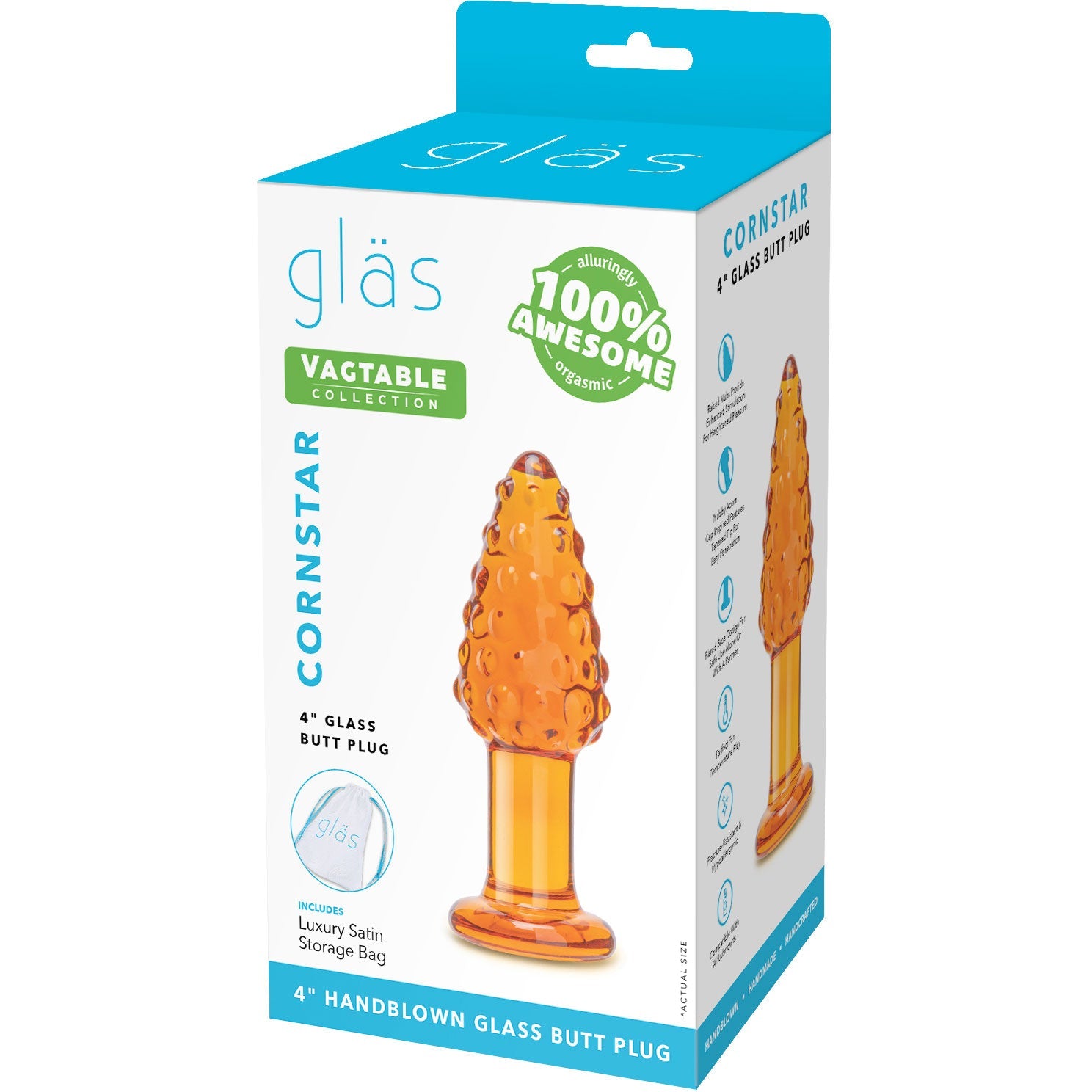 Glas Cornstar 4 Inch Textured Glass Butt Plug > Glass > Toys