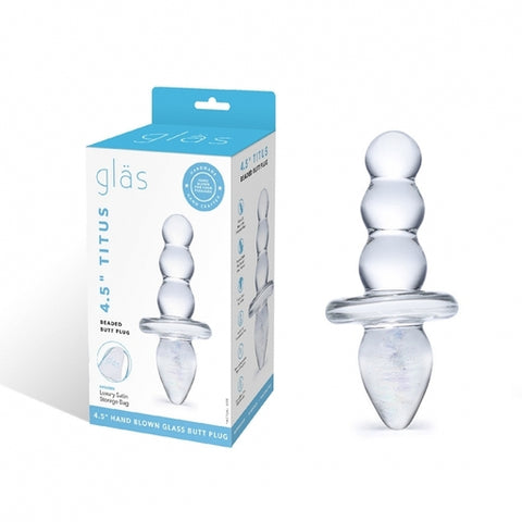 Glas 4.5" Titus Clear Handblown Glass Beaded Butt Plug Dual Ended Default Title GLASS TOYS