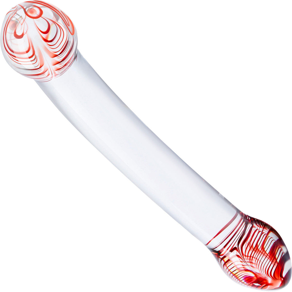 Glas 8 Inch Red Head Double Dildo Spiral Bulbous Glass Toy > Glass > Dildos