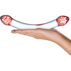 Glas 8 Inch Red Head Double Dildo Spiral Bulbous Glass Toy > Glass > Dildos