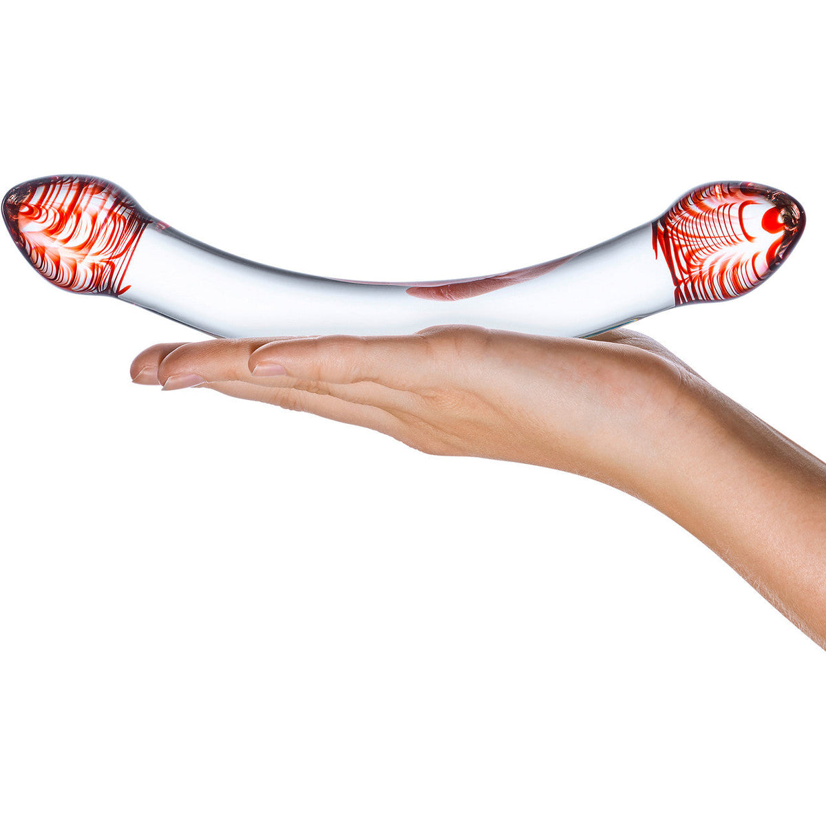 Glas 8 Inch Red Head Double Dildo Spiral Bulbous Glass Toy > Glass > Dildos