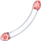 Glas 8 Inch Red Head Double Dildo Spiral Bulbous Glass Toy > Glass > Dildos