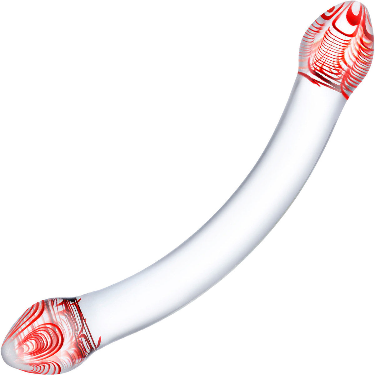Glas 8 Inch Red Head Double Dildo Spiral Bulbous Glass Toy > Glass > Dildos