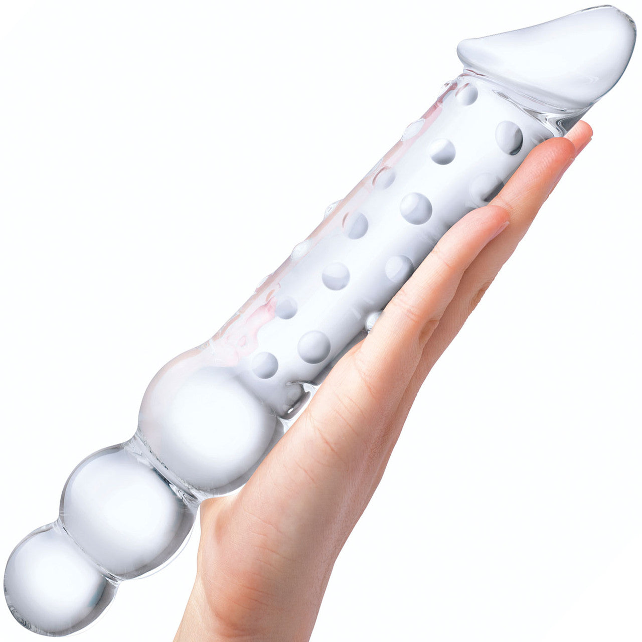 Gläs 11.5 Double Ended Glass Dildo With Anal Beads - Clear