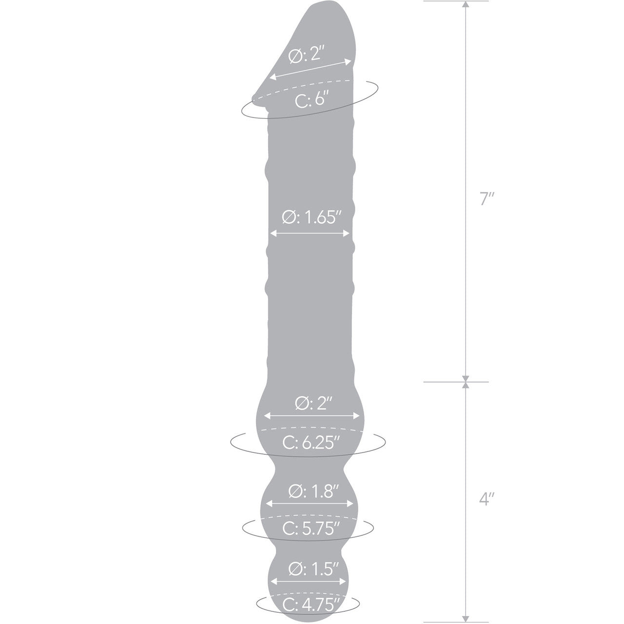 Gläs 11.5 Double Ended Glass Dildo With Anal Beads - Clear