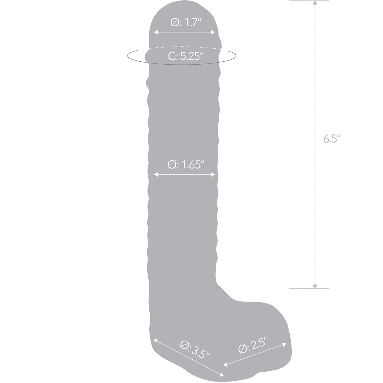 Gläs 8 Realistic Ribbed Glass Dildo With Balls - Clear