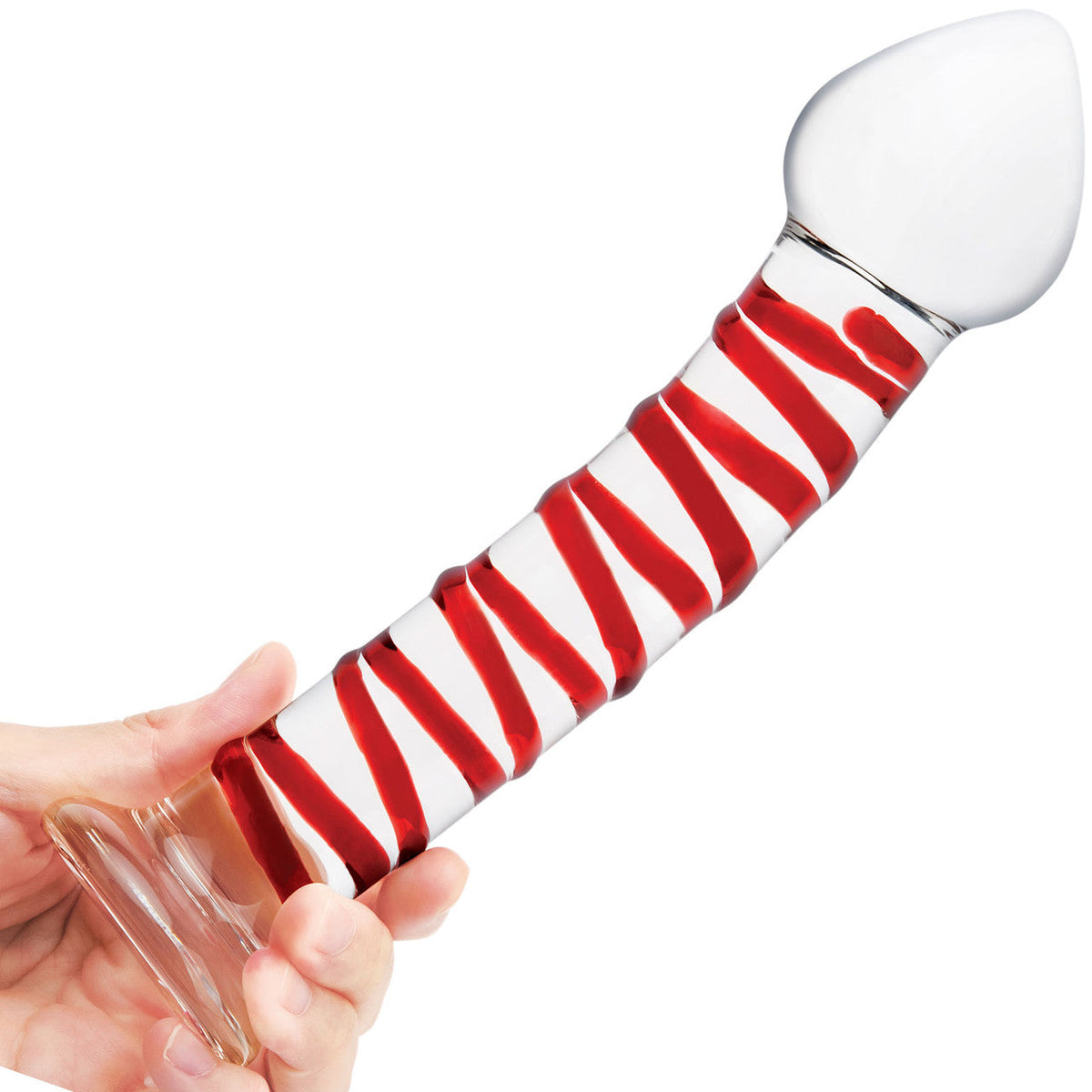 Glas 8 Inch Mr. Swirly Red Spiral Handblown Glass Dildo > Glass > Dildos