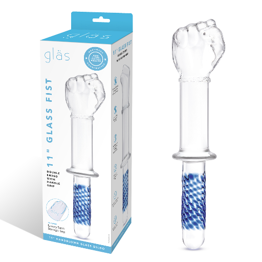 Glas 11 Inch Double Ended Glass Fist with Blue Handle Grip Default Title DONGS Glass