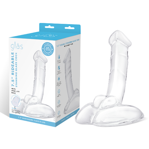 Glas 7.5 Inch Rideable Standing Clear Glass Cock with Stability Base Default Title DONGS Glass