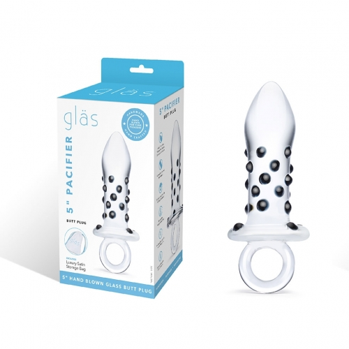 Glas 5 Inch Clear Glass Pacifier Butt Plug with Tinted Nubs and Easy Grip Handle Default Title GLASS TOYS