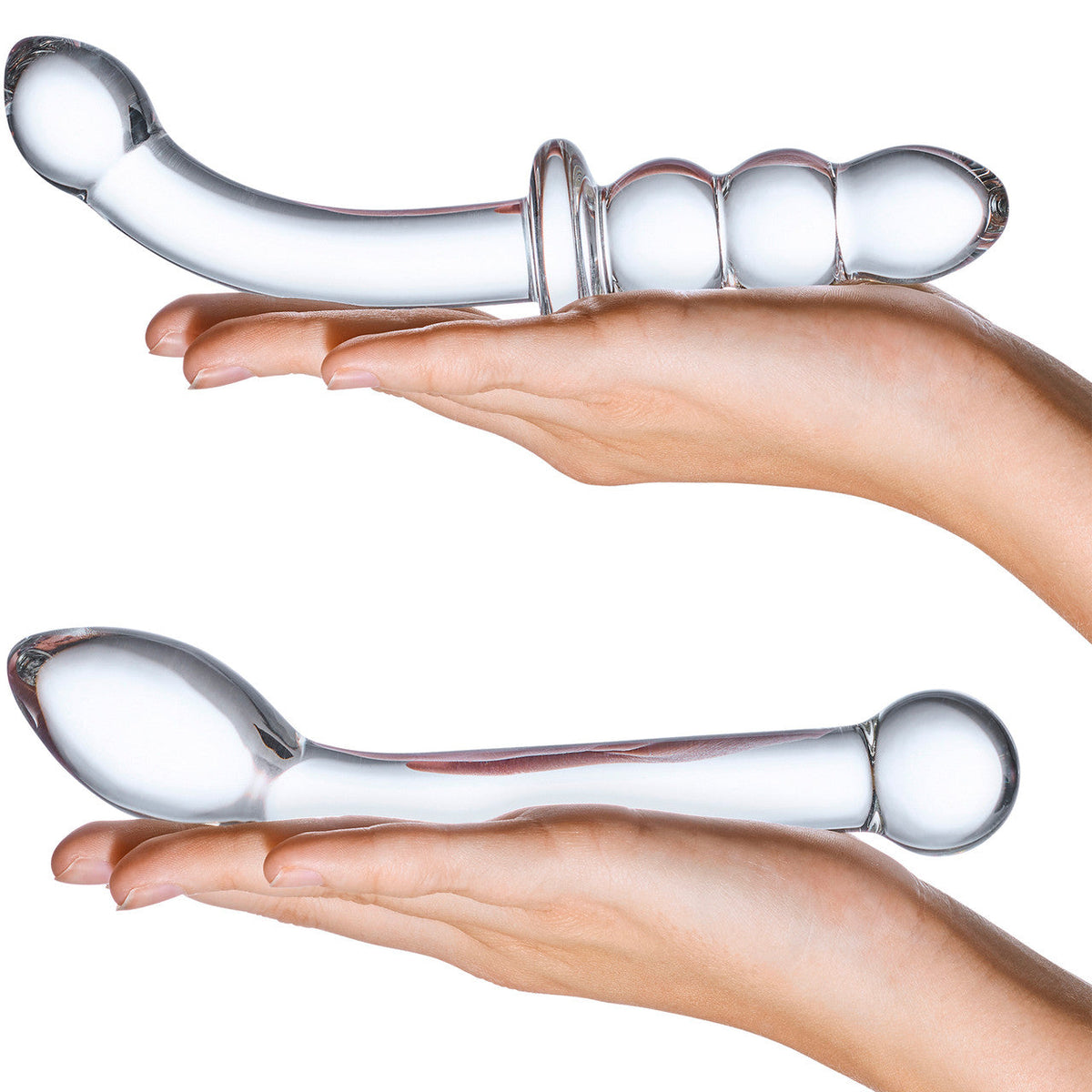 Glas 6 Inch 2Pc G-Spot Pleasure Dildo Set Clear Glass > Glass > Dildos