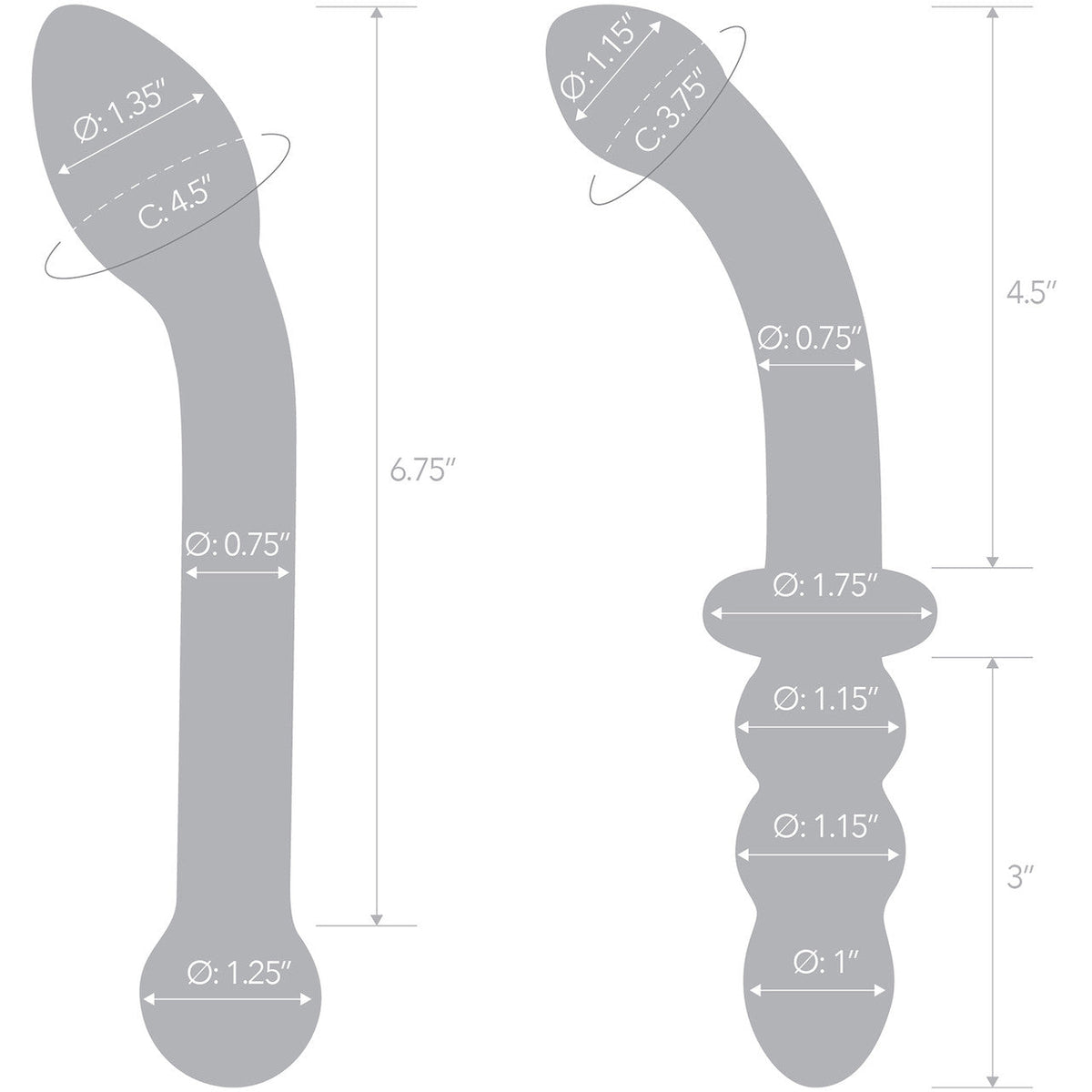 Glas 6 Inch 2Pc G-Spot Pleasure Dildo Set Clear Glass > Glass > Dildos