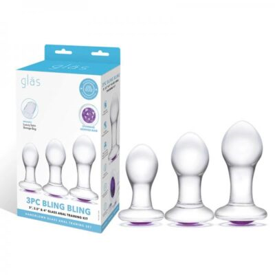 Glas 3 Inch 3.5 Inch 4 Inch 3-Piece Bling Bling Anal Training Set Glass Butt Plugs Default Title GLASS TOYS