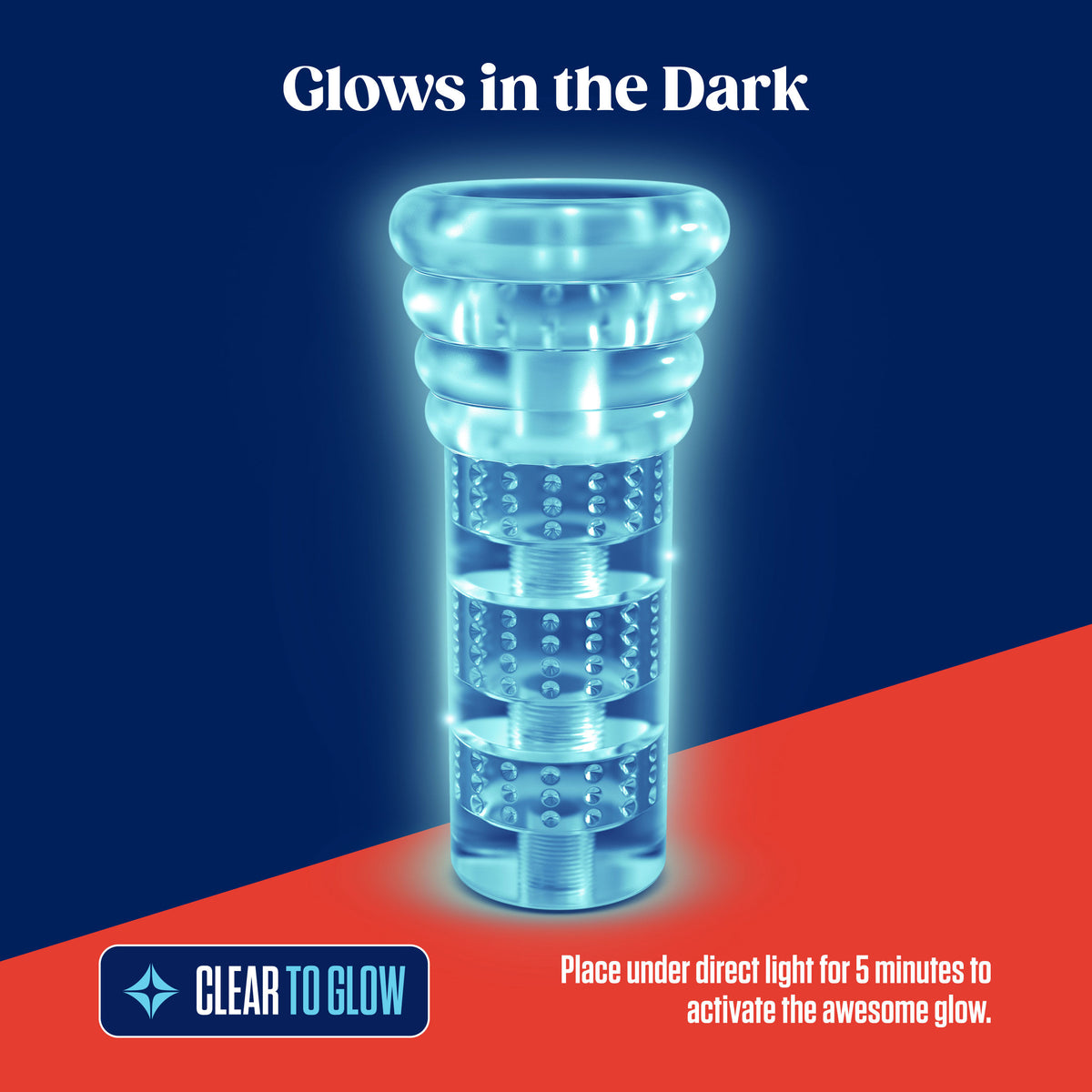 Rize - Luz - Glow in the Dark Self- Lubricating Stroker - Clear Clear Strokers - Manual