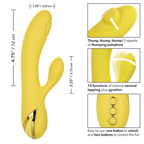 California Dreaming San Diego Seduction Yellow Silicone Dual-Action Massager with Triple Motors and 10 Functions > Vibrators > Ladies > Rabbit