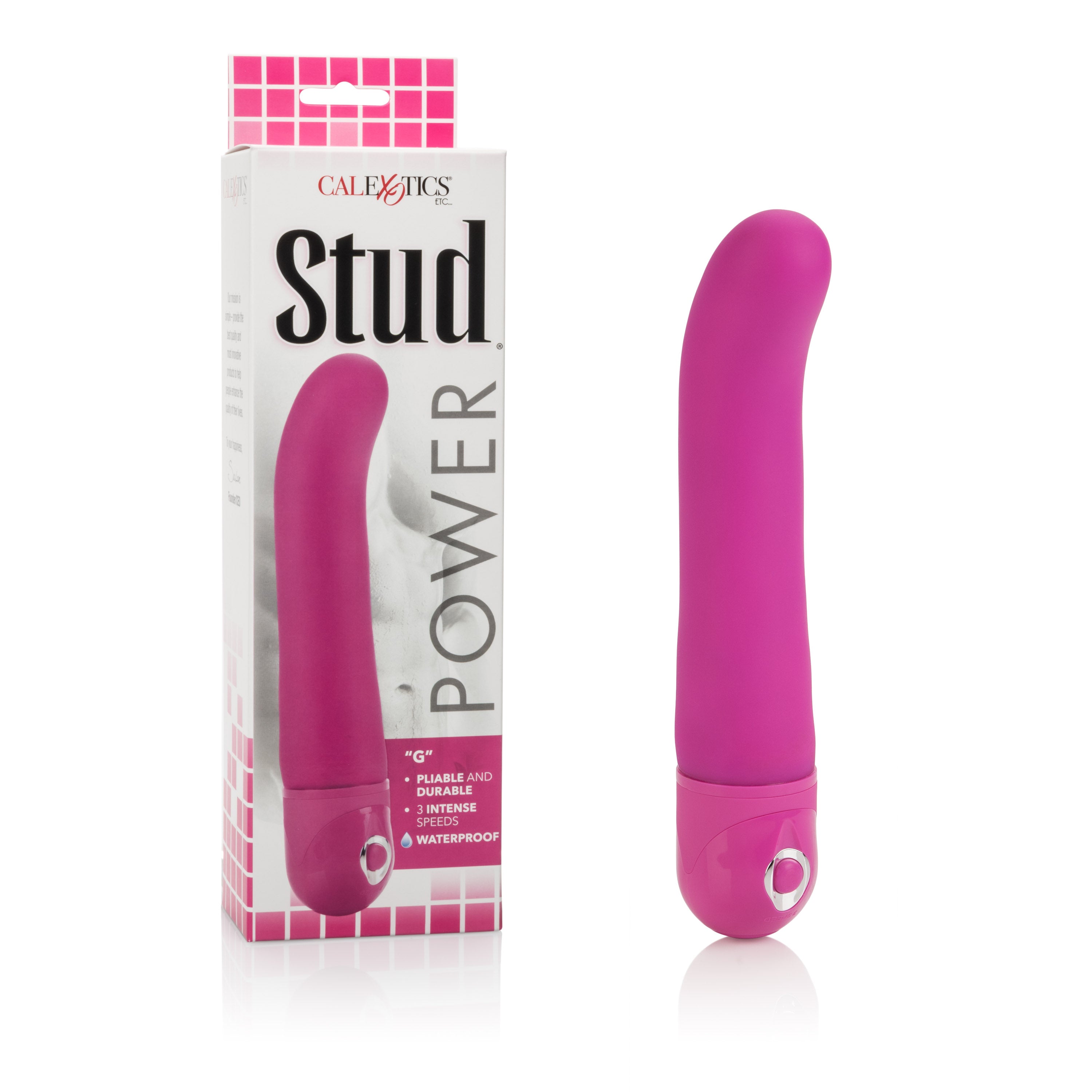 Power Stud G Waterproof Vibrator Pink 6.75 Inch Flexible Body-Safe PVC with 3 Speeds Pink > Sex Toys For Ladies > G-Spot Vibrators