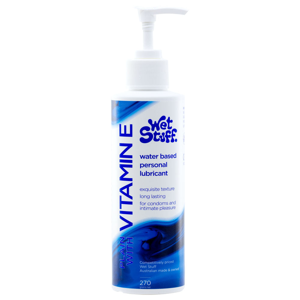 Wet Stuff Plain Water-Based Lubricant with Vitamin E Pump 270g Water Based Lube