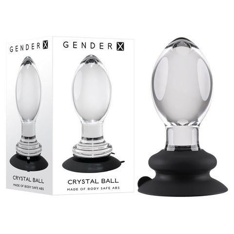 Gender X Crystal Ball - Glass Butt Plug with Suction Base 10.1cm Clear > Sex Toys > Glass