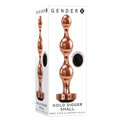 Gender X GOLD DIGGER SMALL - Small Butt Plug with Black Gem Base > Anal Range > Jewel Butt Plugs