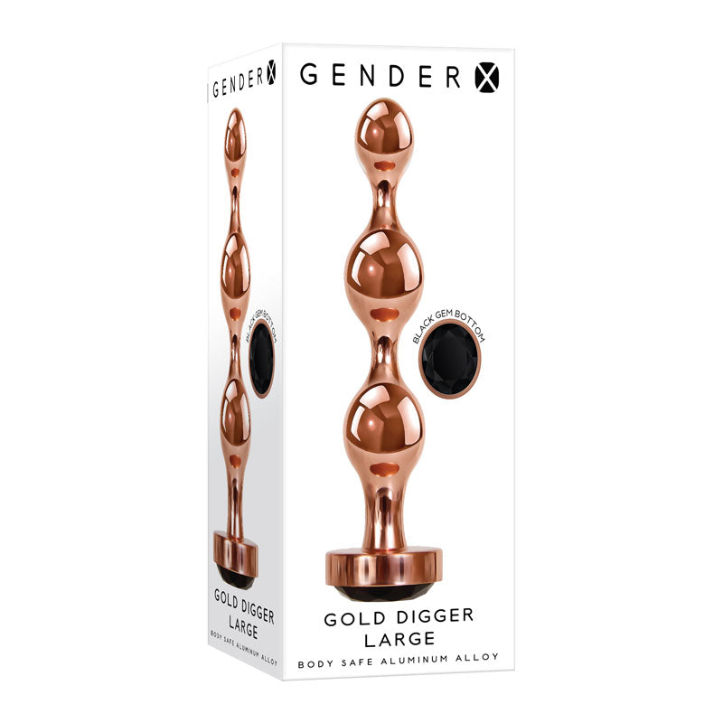 Gender X GOLD DIGGER Large -  Large Butt Plug with Black Gem Base