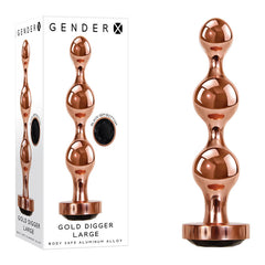 Gender X GOLD DIGGER Large -  Large Butt Plug with Black Gem Base